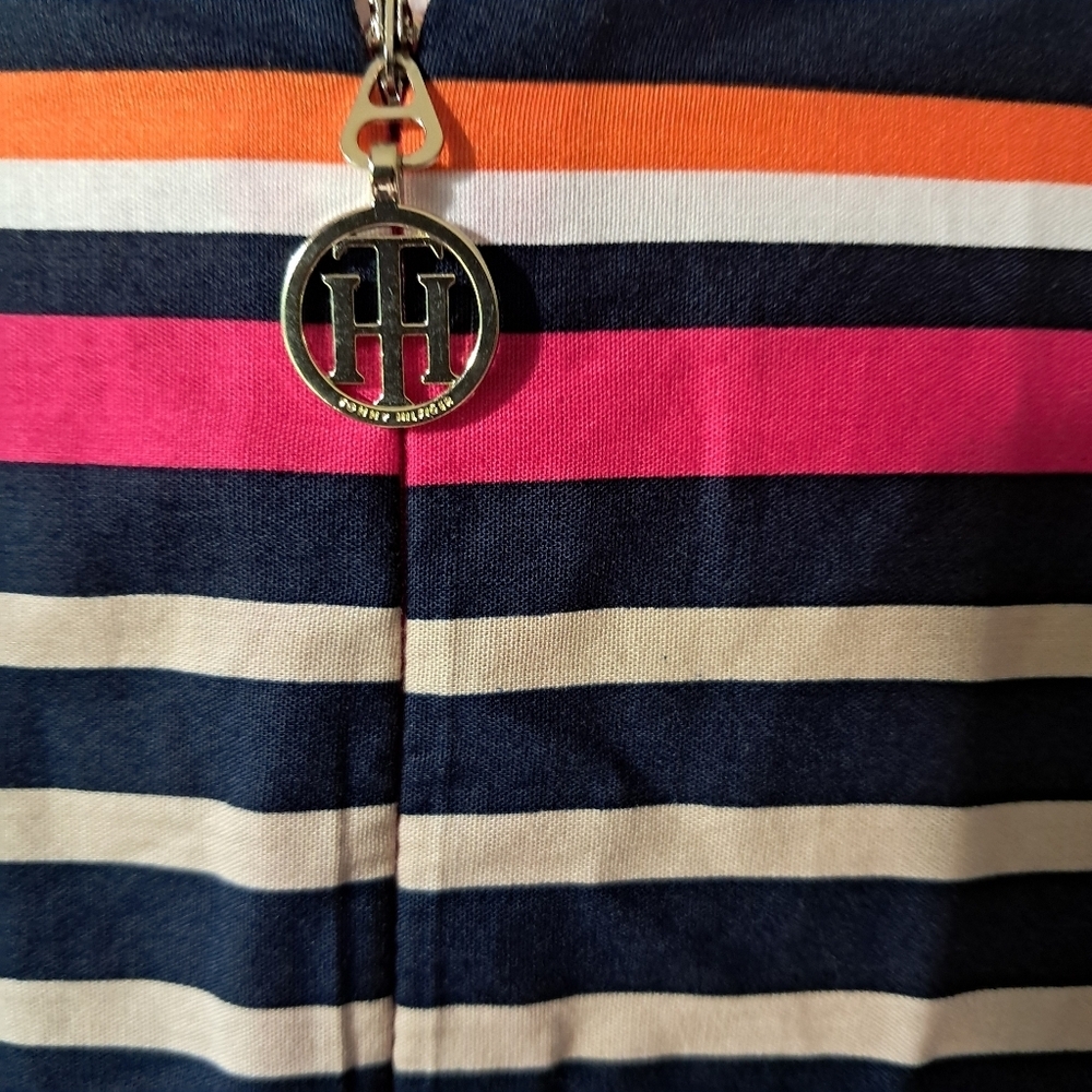 Faux Wrap Stripe 100% Cotton Dress - Picture 5 of 9